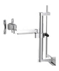 Mount Your Screen In Style With This Single Aluminum Monitor Arm Stand In Slick Silver, showcasing adjustable arm and sturdy clamp.