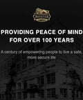 Master Lock brand banner showing logo and slogan on a dark grayscale building backdrop.