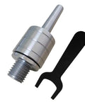 Beefed Up Live Tailstock Chuck Adapter For Wood Lathe Converts Dead Tailstock To Live With 1 Inch By 8 Tpi Thread Mount And Number Two Morse Taper Mount, Fits Wood Lathe Chuck Accessories shown with wrench