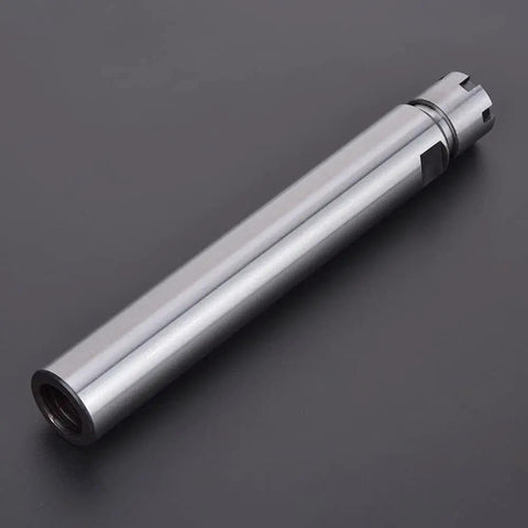 Collet Chuck Holder ER16M 150L Straight Shank For CNC Milling And Lathe, Chrome Molybdenum Steel, angled view on dark surface
