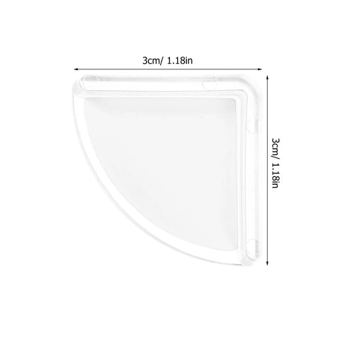 Clear Silicone Corner Protectors For Furniture With High Elasticity 36 Pieces, detailed view of single transparent guard with dimensions.