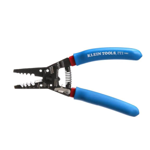 Curve Wire Stripper And Cutter For 6-12 AWG Stranded Wire, 7-1/8 Inch Hand Tool With Precision Ground Stripping Holes, serrated nose.