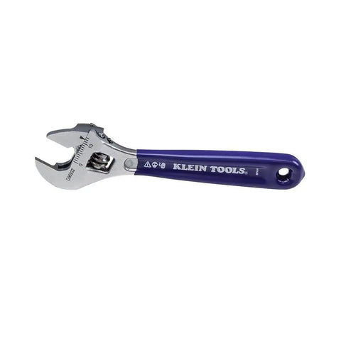 Adjustable Wrench With Slimmer 40 Percent Jaws, Forged Construction And High Polish Chrome Finish, 4 Inch, blue handle