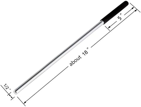 2 Pack Winding Rods With Grippy Antiskid Handle For Safe Torsion Spring Winding And Unwinding In Garage Doors And More Black Heavy Duty One Half Inch Diameter By Sixteen And Three Quarters Inch Length Steel, showing size dimensions.