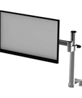 Rock Solid Wall Mounted Aluminum Swivel Monitor Arm With Full Extension Bracket installed with a large display showing smooth glide adjustments.