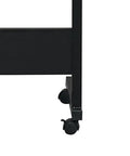 Side view of the Slick Rolling Adjustable Height Computer Desk With Secure Locking Casters Heavy Duty Steel Frame, showing durable wheels.