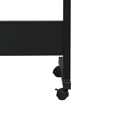 Side view of the Slick Rolling Adjustable Height Computer Desk With Secure Locking Casters Heavy Duty Steel Frame, showing durable wheels.
