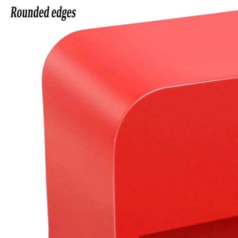 Hella Tough Stainless Steel Fire Extinguisher Cabinet With Double Storage Slot For Two Masks Rust Resistant showing rounded edges.