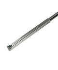 Side view of mid-size 90° carbide woodturning tool; stainless steel shaft, 12in white handle for acrylic/resin turning.