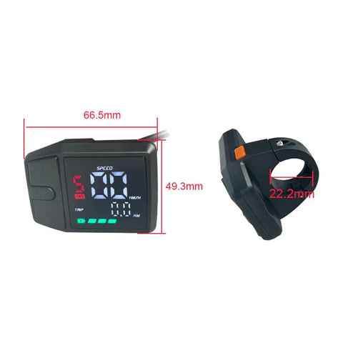 DZ41 LCD Display Meter for E Bikes 24V 36V 48V UART Speedometer with dimensions and waterproof connector