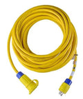 Built To Last Yellow Power Cord Set With 12/3 SOOW Extreme Waterproof Wire, 100-foot length, with blue L7-30 connectors.