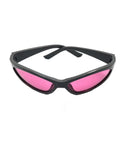 Pro Grade Near Infrared Laser Safety Glasses Locked In Sharp OD5 Plus Shield For 755Nm And 808Nm Diodes Clear Lens, black frames, pink lenses.
