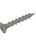 Heavy Duty Exterior Deck Screws For Pressure Treated Lumber Phillips Bugle Head Coarse Thread 1 1/4 In By 9 Gauge showing the screw's design.