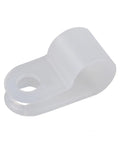 White Nylon R Type Cable Clamps One Quarter Inch 200 Piece Cable Organizer Kit shown close up