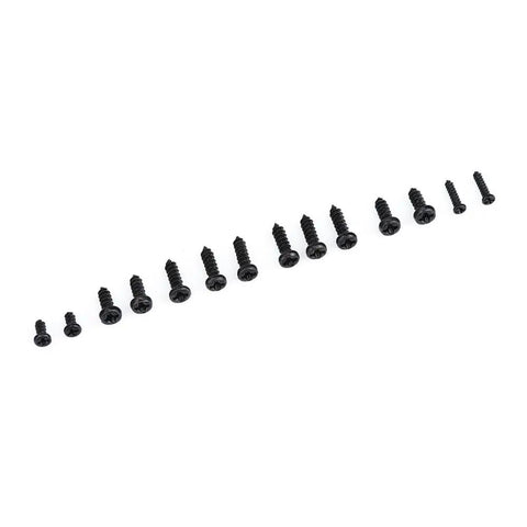 Knockout 1000 Piece Self Tapping Screw Assortment Kit With Tough Carbon Steel Phillips Pan Head Mini Fasteners arranged by size.