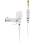 White Lavalier Lapel Microphone For Filmmaking And Content Creation, Crisp Broadcast Quality Audio, with 3.5mm TRS connector and clip