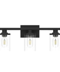 Three Light Matte Black Bathroom Vanity Lights With Clear Glass Shades Modern Wall Sconces Over Mirror Anti Rust Metal Fixtures