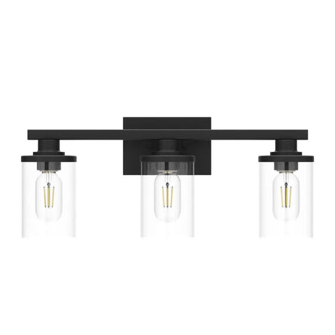 Three Light Matte Black Bathroom Vanity Lights With Clear Glass Shades Modern Wall Sconces Over Mirror Anti Rust Metal Fixtures