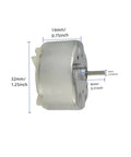 Two Pack Small DC Micro Motors 3.0V To 12V Range, 6V Nominal, 2700RPM No-Load, 2200RPM Rated, Metal Body, 32x19mm, 8x2mm Shaft