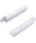 Slat Wall Magnetic Safety Hook For Tools Lightweight White Finish One Piece, shown detached in two parts, suitable for holding tools.