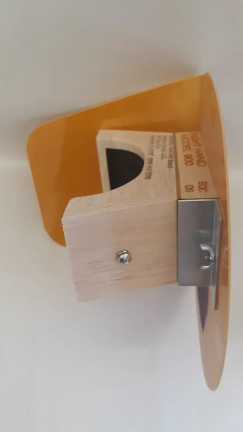 Side view of Pancake Welding Hood Right Hand With ANSI Z87.1 OSHA Approved Lens Box, lightweight, showing ear guard and lens box.