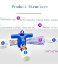 Five MEETOOT disposable medical 3-way stopcocks with aseptic caps; front view, blue body and white connectors