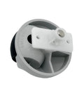 Front wheel assembly for vacuum cleaner, gray wheel with white mounting bracket and screw, Amazon-branded part
