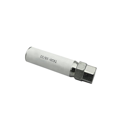 TA20-19/21 10-Spline Wheel Lock Key Tool, side view; white cylindrical body with silver hex drive head