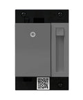 Premium Magnesium Paddle Dimmer, Flicker Free Led Compatibility For Residential Wiring, Single Pole Or Three Way Circuit, No Sweat Neutral Wire Setup, Smooth Wall Switch Install close-up view of gray paddle switch.