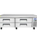 Heavy Duty Commercial Refrigerator Chef Base Featuring Four Smooth Gliding Drawers And Stainless Steel Worktop For Busy Kitchen Crews, 12 Cubic Foot.