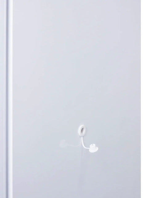 Close-up of the left hinged door of a Heavy Duty Upright Vaccine Freezer With 14.83 Cubic Feet Storage.