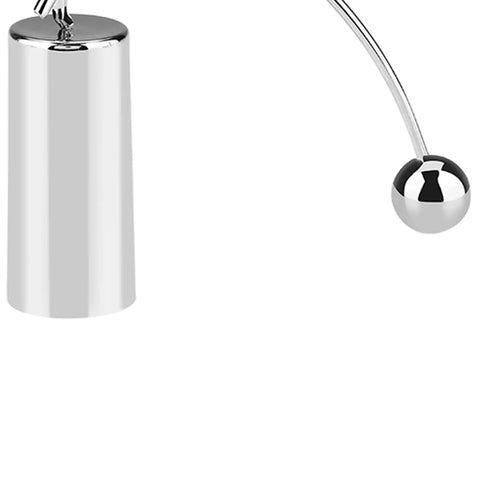 Close-up of polished stainless steel ball and base on Newton's Cradle Desk Toy Dope Office Decor With Pendulum Motion
