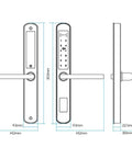 Tough As Nails Waterproof Gate Lock Featuring Fingerprint Scan Smart App Control And Keypad Access For Aluminum Or Iron Doors dimensions diagram