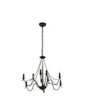9 Light French Country Rustic Farmhouse Candle Chandelier With Wood Beads Bronze Finish Kitchen Island Lighting 47.2 Inch