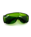 Badass OD5 Laser Protection Goggles Covering 190 To 470 Nm And 800 To 1700 Nm With Tough As Nails Shield in green color.