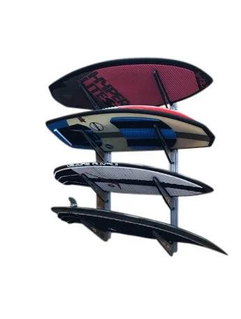 Heavy Duty Board Sports Wall Mount Storage Rack For Surfboards Wakeboards Snowboards Skis And EFoils That Holds Up To Four Boards