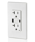 Self Test GFCI In Wall USB Charger With Type A And Type C USB Ports Delivers 4.8A Total Charging Power Continuous Ground Fault Protection