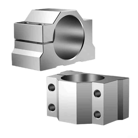 Heavy Duty CNC Motor Mount Bracket And Aluminum Spindle Clamp Fixture With Mounting Hardware For Router Milling Equipment Workshop, Ready To Install, Includes 4 M6 Screws, Precision Sandblasted Finish, aluminum CNC spindle clamp bracket set