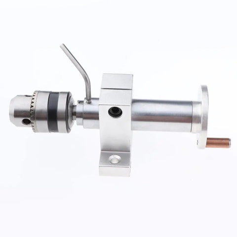 Mini Rotate Lathe Tailstock With High Precision Double Bearing Design For Woodworking And Carving Projects Offering Smooth Turning And Adjusted Depth Control side view of silver tailstock