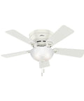 Indoor Low Profile Ceiling Fan With LED Light And Pull Chain Control 42 Inch Fresh White shown against a white background.