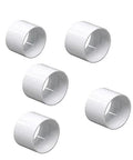 Five white plastic replacement stop-coupler fittings for Plastiflex central vacuum system