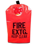 Premium 10 Pack Fire Extinguisher Covers With Slick Viewing Window Bright Red OSHA approved shield for 10 lb tanks indoor use