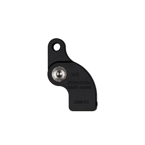 Neutral Gear Assist EZ Shifter Kit For Harley M8 Bikes 2018 And Later, black aluminum with titanium screws close-up.