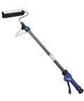 Hella Adjustable Telescopic Paint Roller With Extended Pole For Seamless Wall And Ceiling Coating Zero Pressure Primer And Latex Paint Job Professional Grade Tool, blue handle, long pole, paint roller.