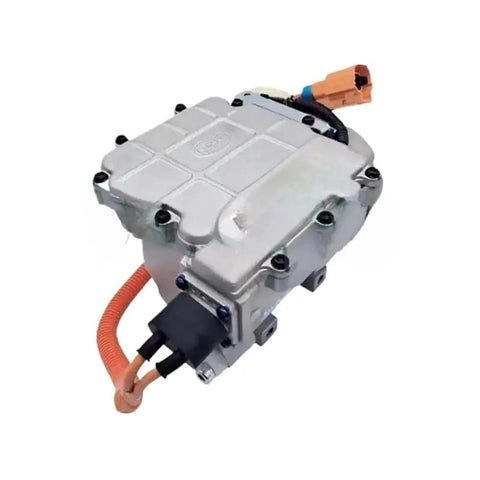 Heavy Duty Electric AC Compressor For Dongfeng E70 EV Auto Replacement OEM V510010JG0122 320V showing solid aluminum build and connectors.