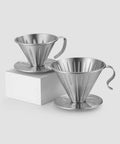Pour Over Coffee Dripper In 304 Stainless Steel V Shape Slow Drip Filter, Reusable Coffee Filter With Long Heat Resistant Handle For Easy Grips