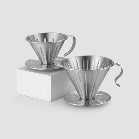 Pour Over Coffee Dripper In 304 Stainless Steel V Shape Slow Drip Filter, Reusable Coffee Filter With Long Heat Resistant Handle For Easy Grips