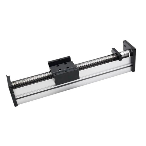 Precision Ball Screw Linear Guide Module With Fully Sealed Sliding Table Rail Panel And Plug In Motion Stage Kit showing smooth rail and screw components.