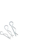R Shaped Cotter Pin Assortment Kit With 6 Sizes And 230 345 460 Pieces, Heavy Duty Hairpin Clips in three sizes on white background