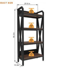 4 Tier Farmhouse Bakers Rack Heavy Duty Metal Wood Shelves Built Like A Tank Rock Solid X Brace Reinforcement Sleek Industrial Design Ultimate Kitchen Storage Solution 25.6 Inch Width with dimensions displayed.